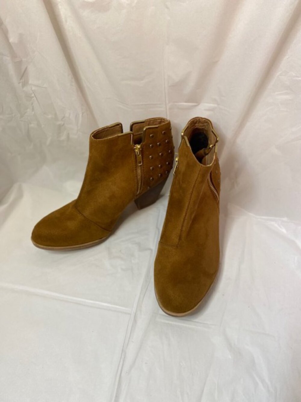 Dollhouse "Mayday" Chestnut Faux Suede Studded Ankle Boots - Women's Size 9M